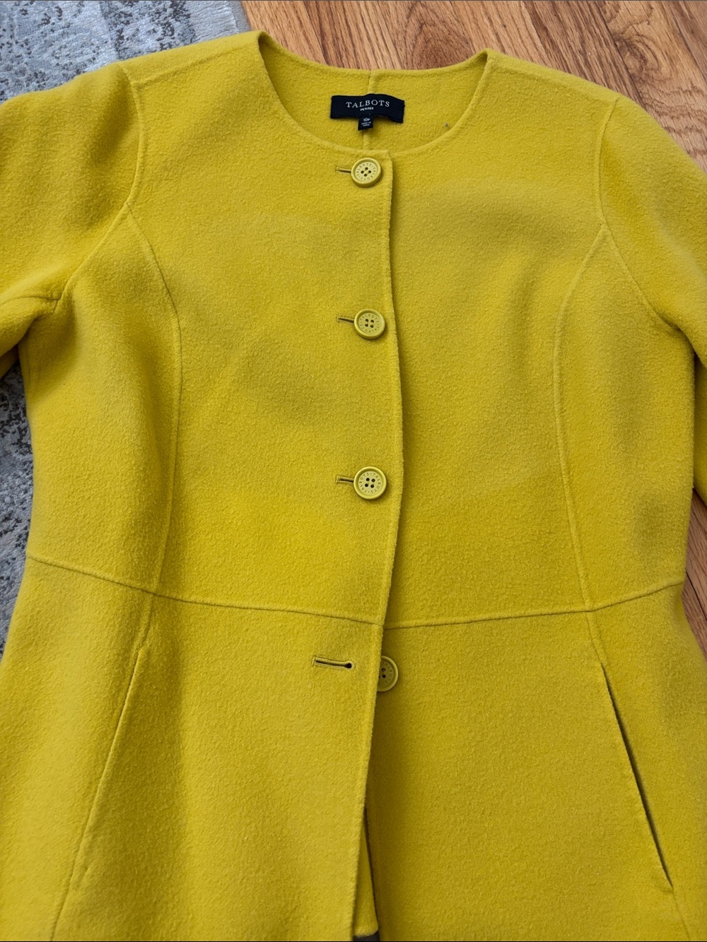 Talbots Yellow Round-Neck Button Jacket - Picture 3 of 4
